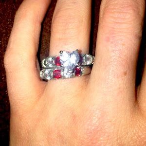 A diamond heart engagement ring